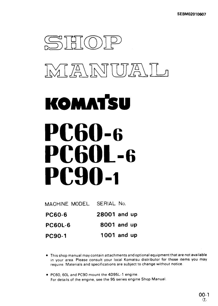 PC60-6 PC60L-6 PC90-1 Shop Manual